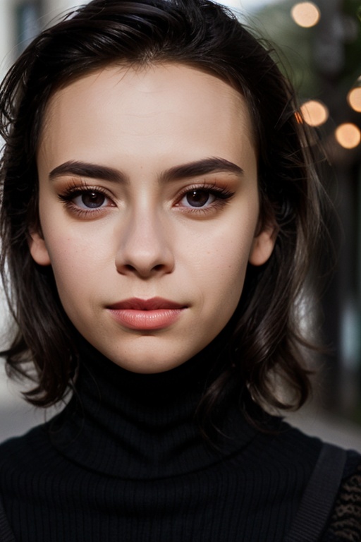 of m4th1ld4m4y,  wearing a turtleneck,  eyes directed to camera on Tensor.Art