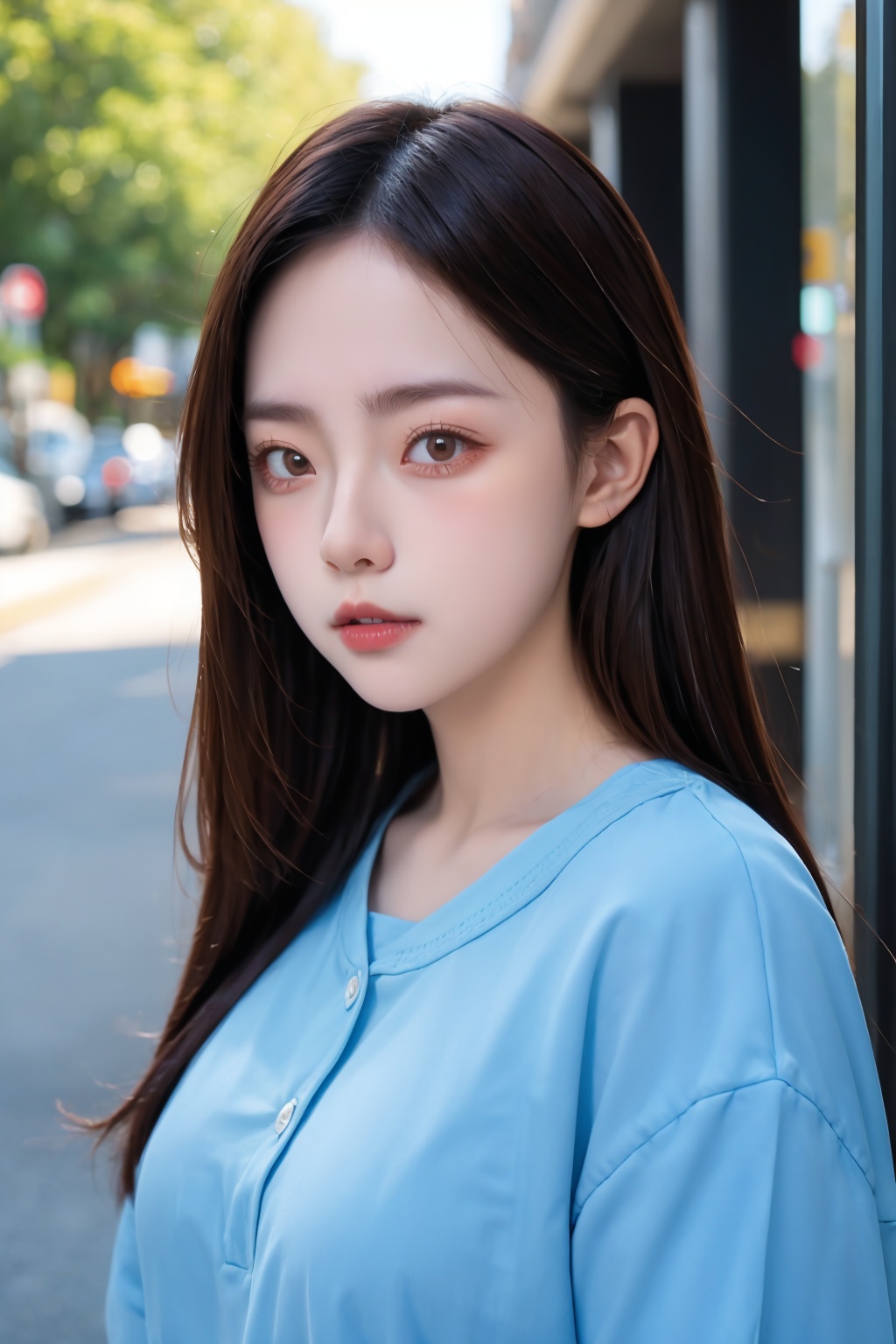 1girl,portrait,suburban scenery,closed mouth,<lora:Again_Girl_A15:1>