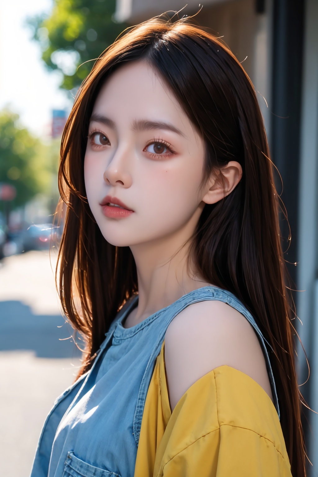 1girl,portrait,suburban scenery,closed mouth,<lora:Again_Girl_A15:1>