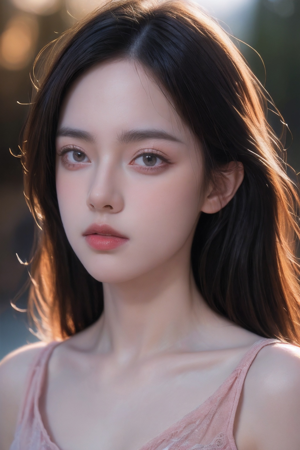 (best quality:1.4),(masterpiece:1.4),(photorealistic:1.4),(Realistic:1.2),(ultra high res, raw photo:1.4),(hdr, hyperdetailed:1.2),(8K:1.2),cinematic photo 1girl,portrait,suburban scenery,closed mouth,pink dress,<lora:Again_Girl_A15_1:0.7>,
