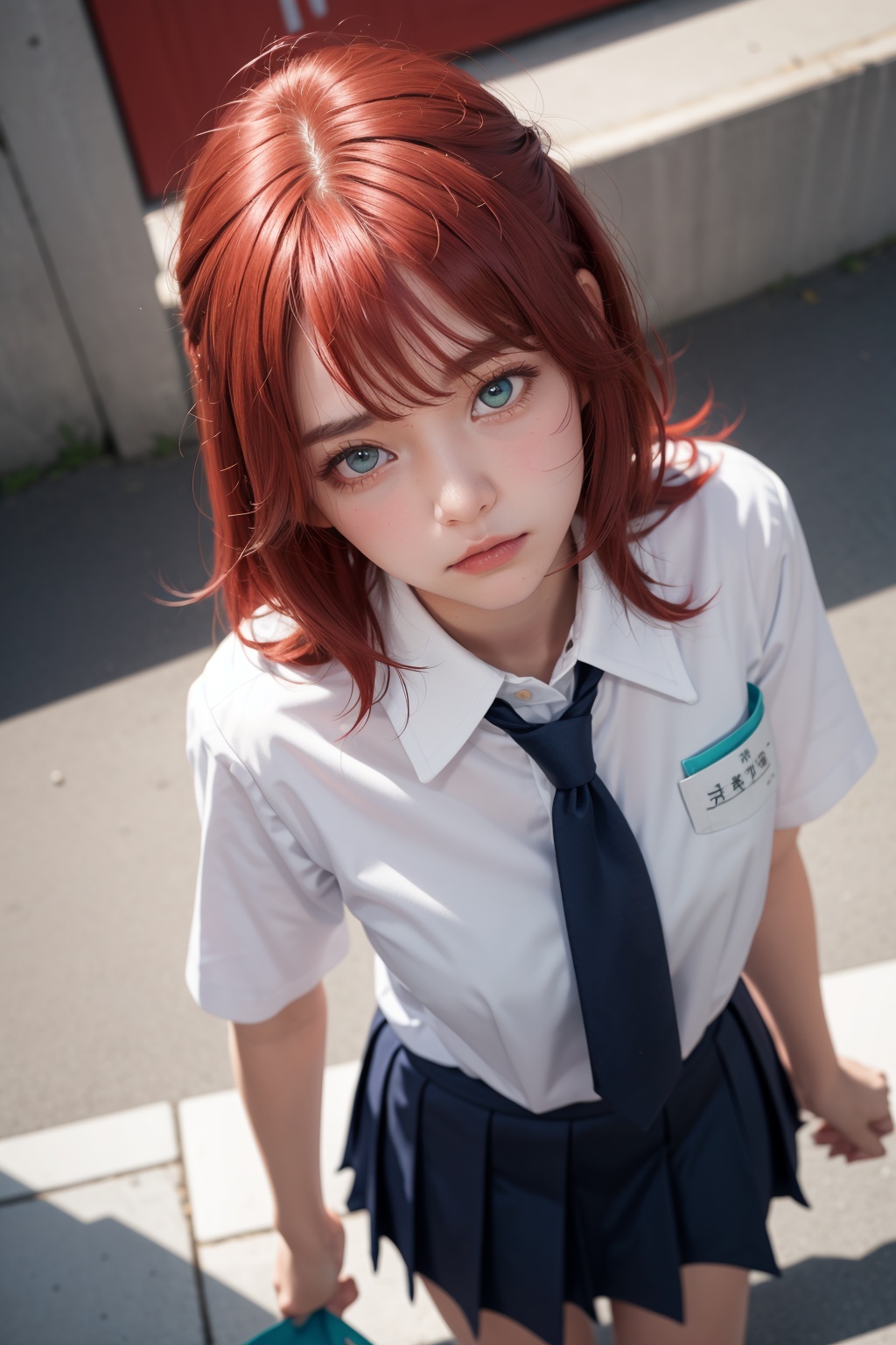 1girl,  red hair,  medium hair on Tensor.Art