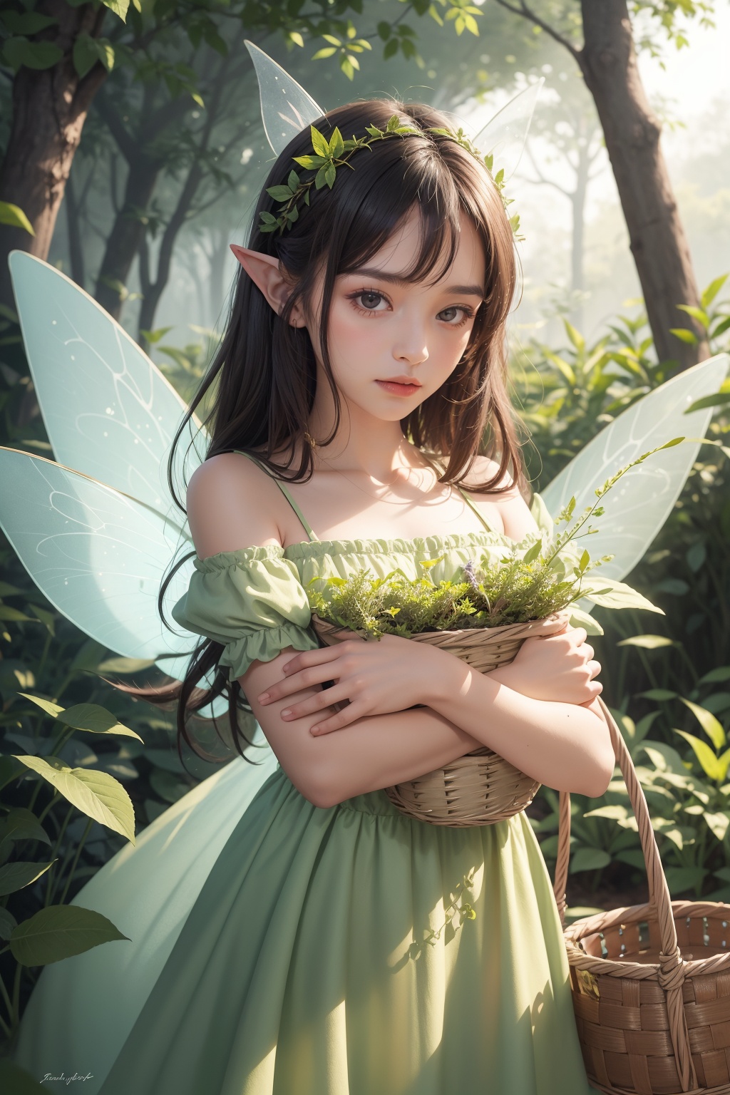 1girl,  fairy colecting herb,  fairy dress on Tensor.Art