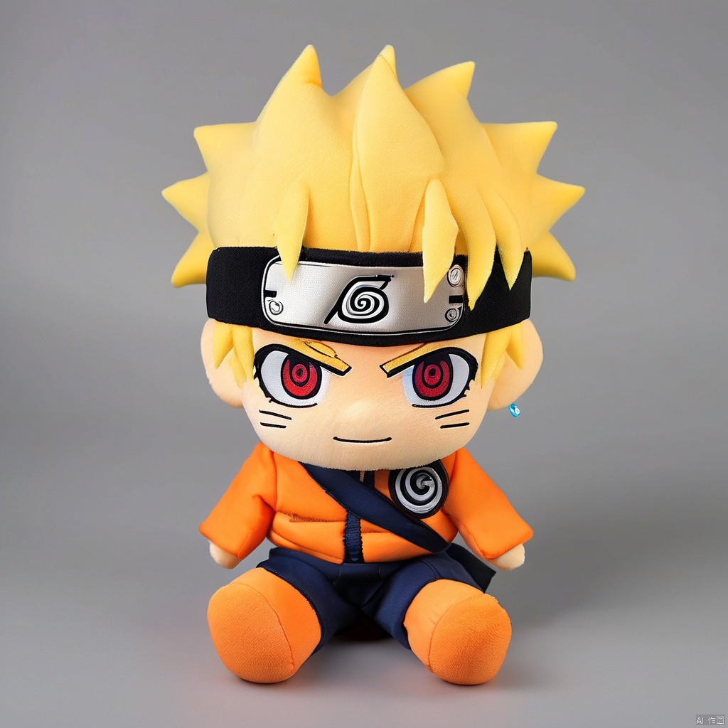  stuffed-toy, masterpiece,best quality,1boy, blonde hair, male focus, solo, smile, uzumaki naruto, grin, chibi, forehead protector, konohagakure symbol, looking at viewer, headband, facial mark, orange eyes, round image, whisker markings, jacket, spiked hair,