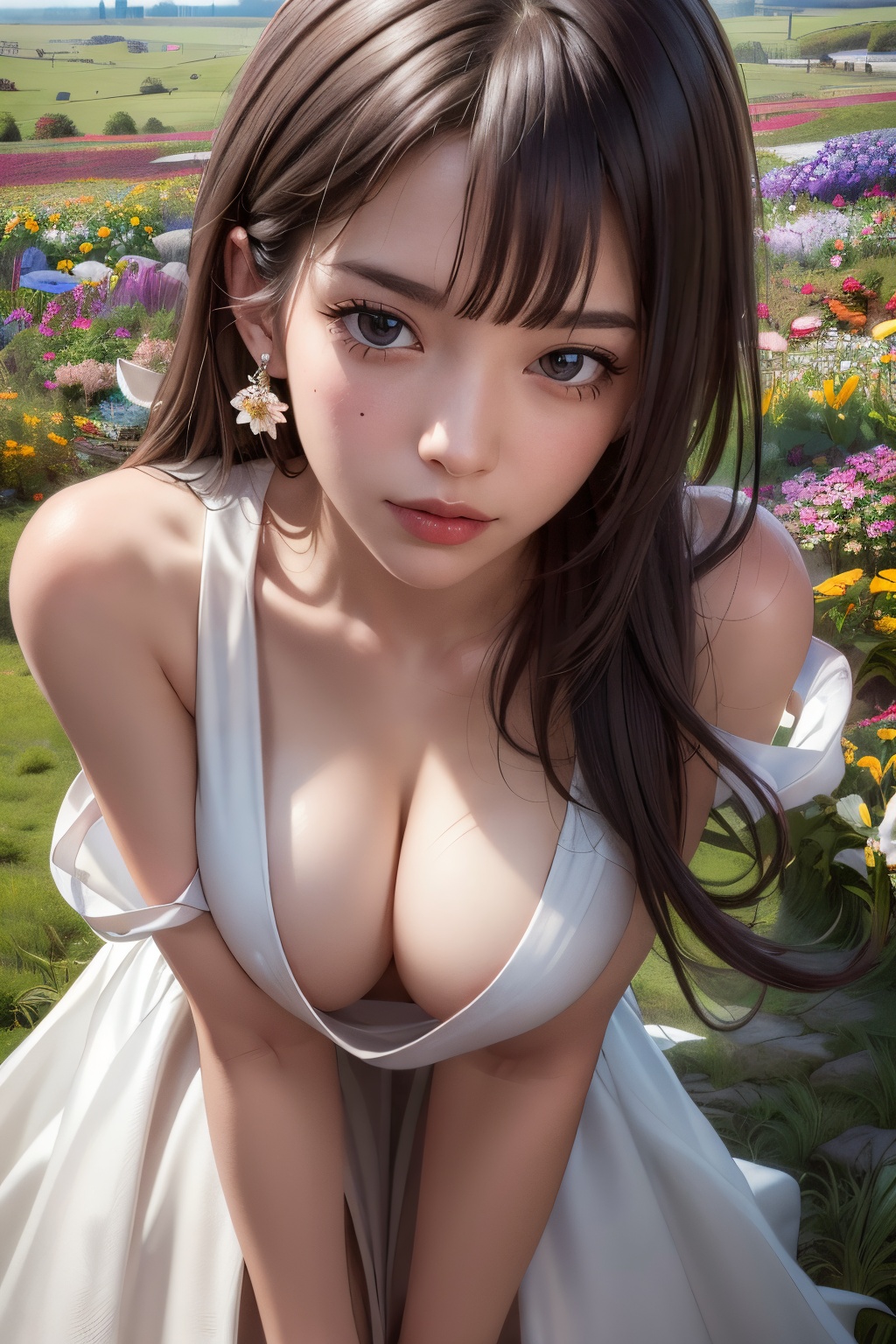 blush,  Blunt bangs,  long hair on Tensor.Art