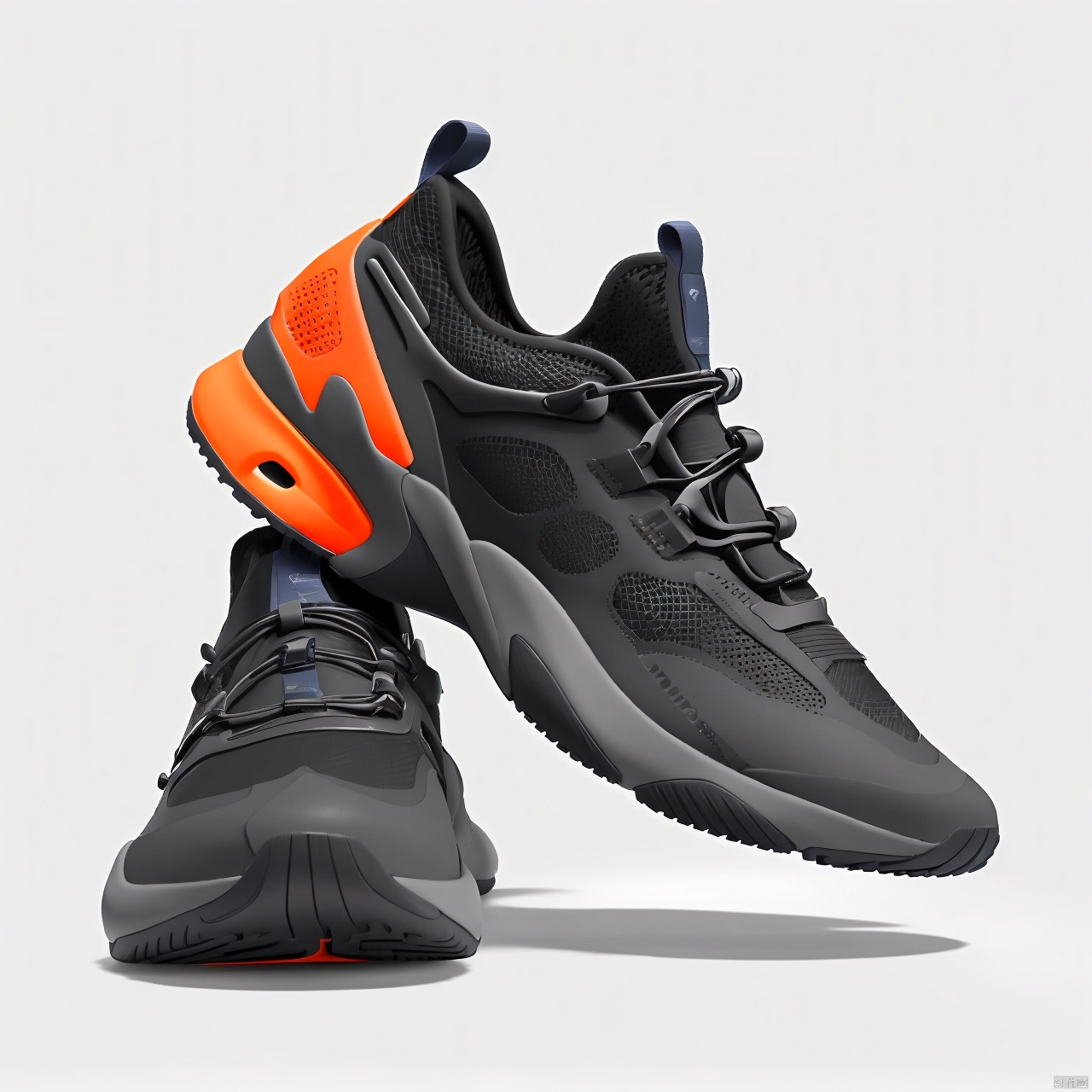  A orange shoe design, side view,white background, greyscale, shoes,, grey background, no humans, ., shoe design
