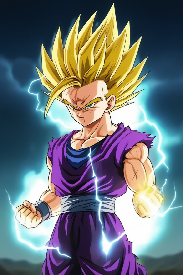 1boy,  gohan,  super saiyan 2 on Tensor.Art