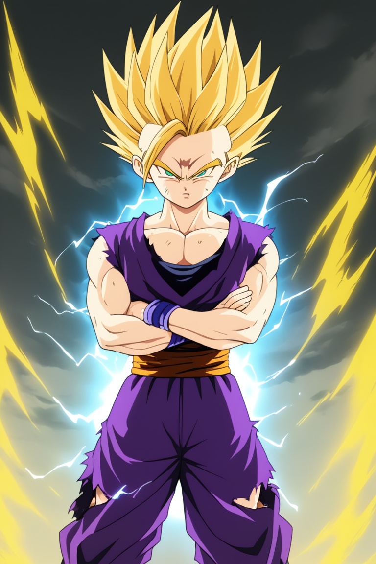 1boy,  gohan,  super saiyan 2 on Tensor.Art