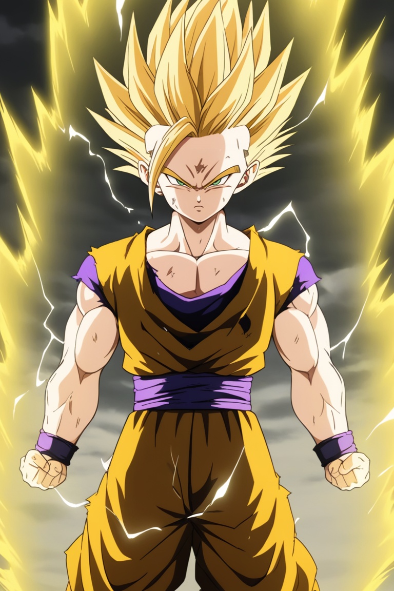1boy,  gohan,  super saiyan 2 on Tensor.Art