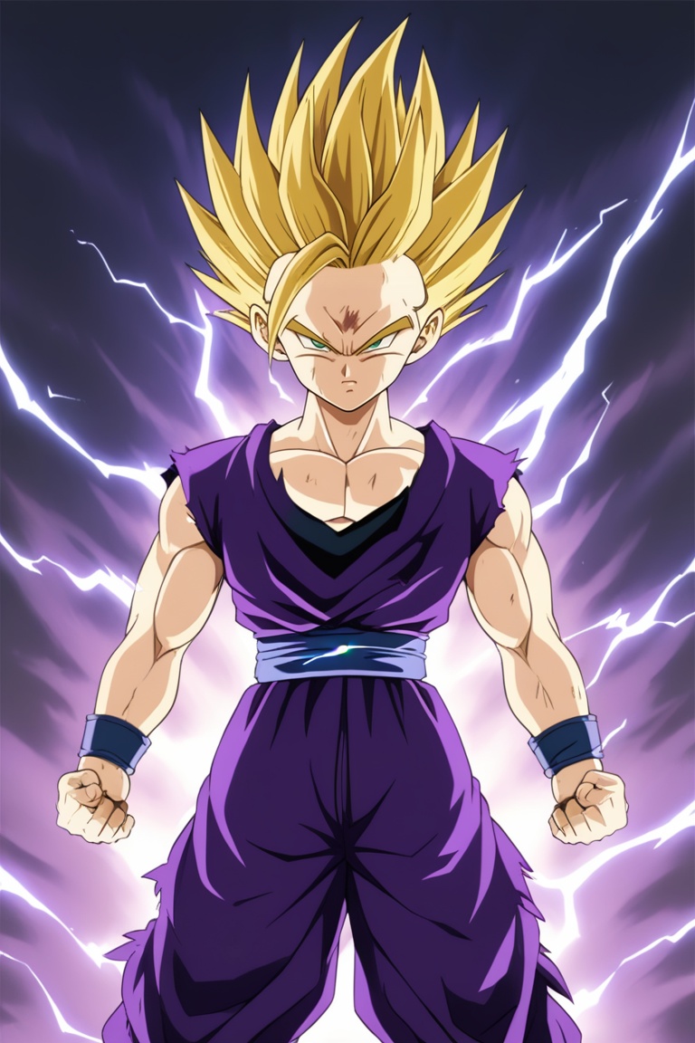 1boy,  gohan,  super saiyan 2 on Tensor.Art