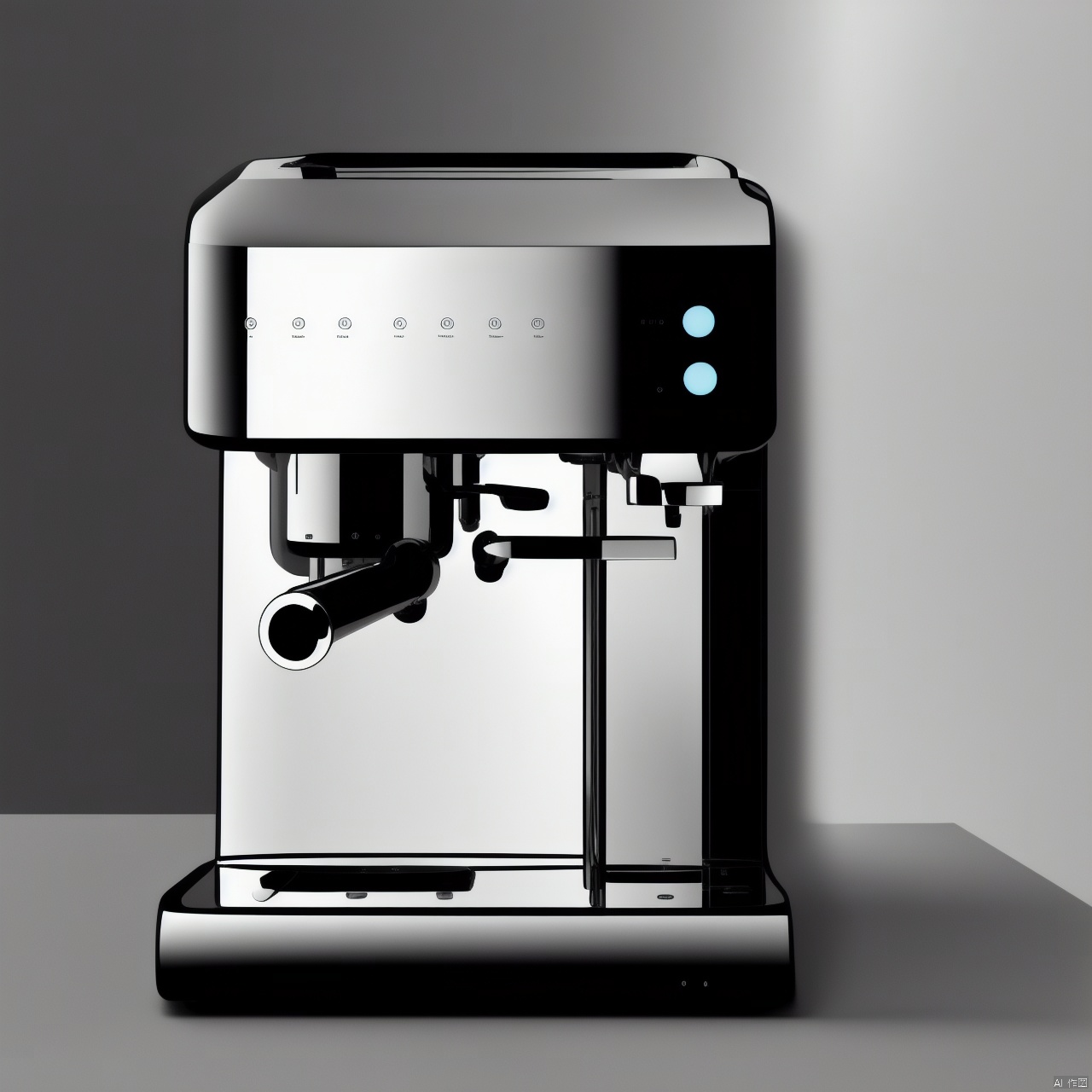 A mirrored metal coffee machine product design,  white background,  stainless steel lustre by 宝拉熊 on Tensor.Art