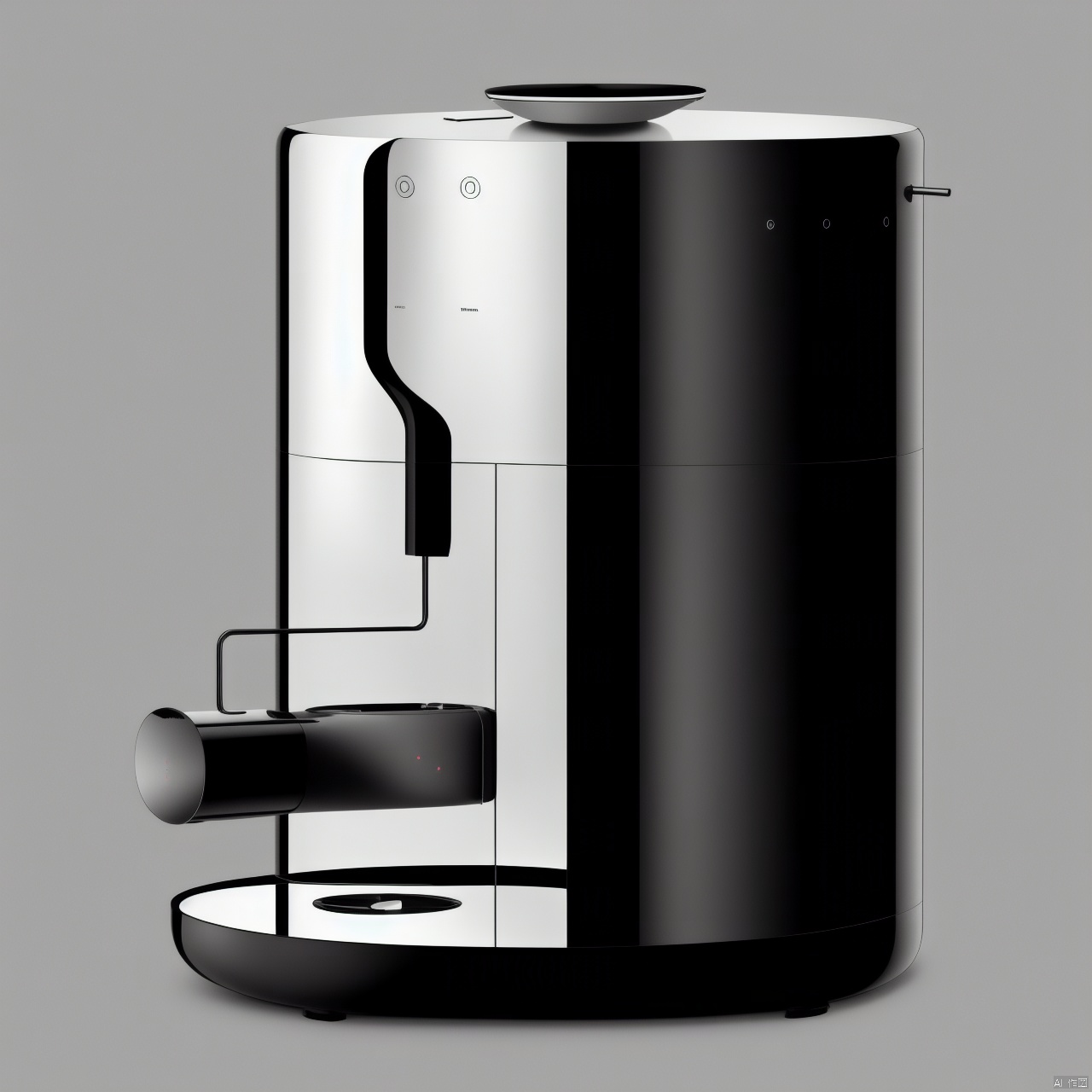 A mirrored metal coffee machine product design,  white background,  stainless steel lustre by 宝拉熊 on Tensor.Art