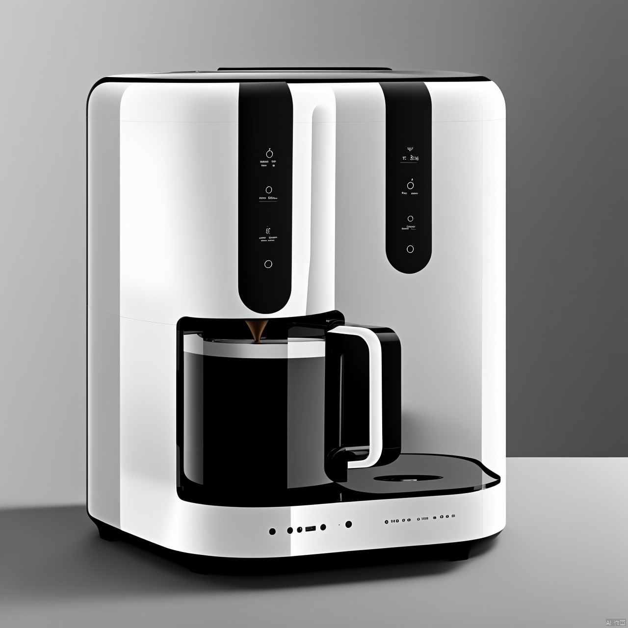 A mirrored metal coffee machine product design,  white background,  stainless steel lustre by 宝拉熊 on Tensor.Art