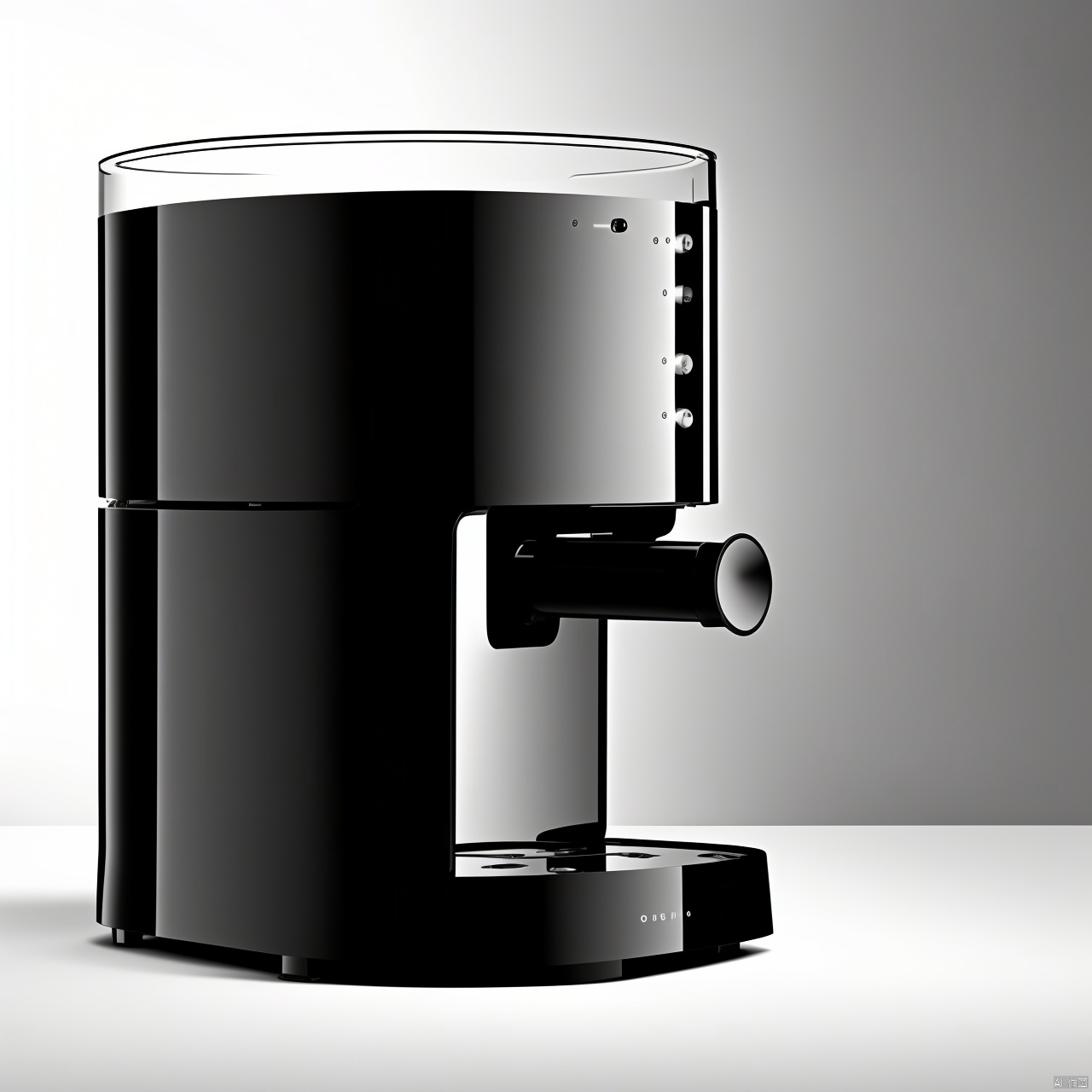 A mirrored metal coffee machine product design,  white background,  stainless steel lustre by 宝拉熊 on Tensor.Art