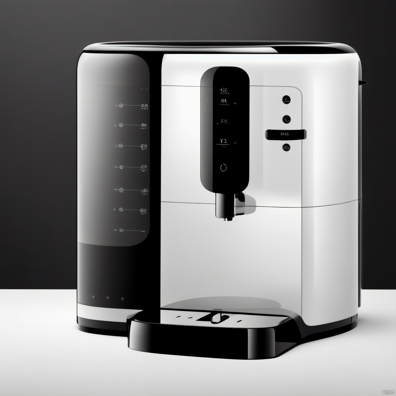 A mirrored metal coffee machine product design,  white background,  stainless steel lustre by 宝拉熊 on Tensor.Art