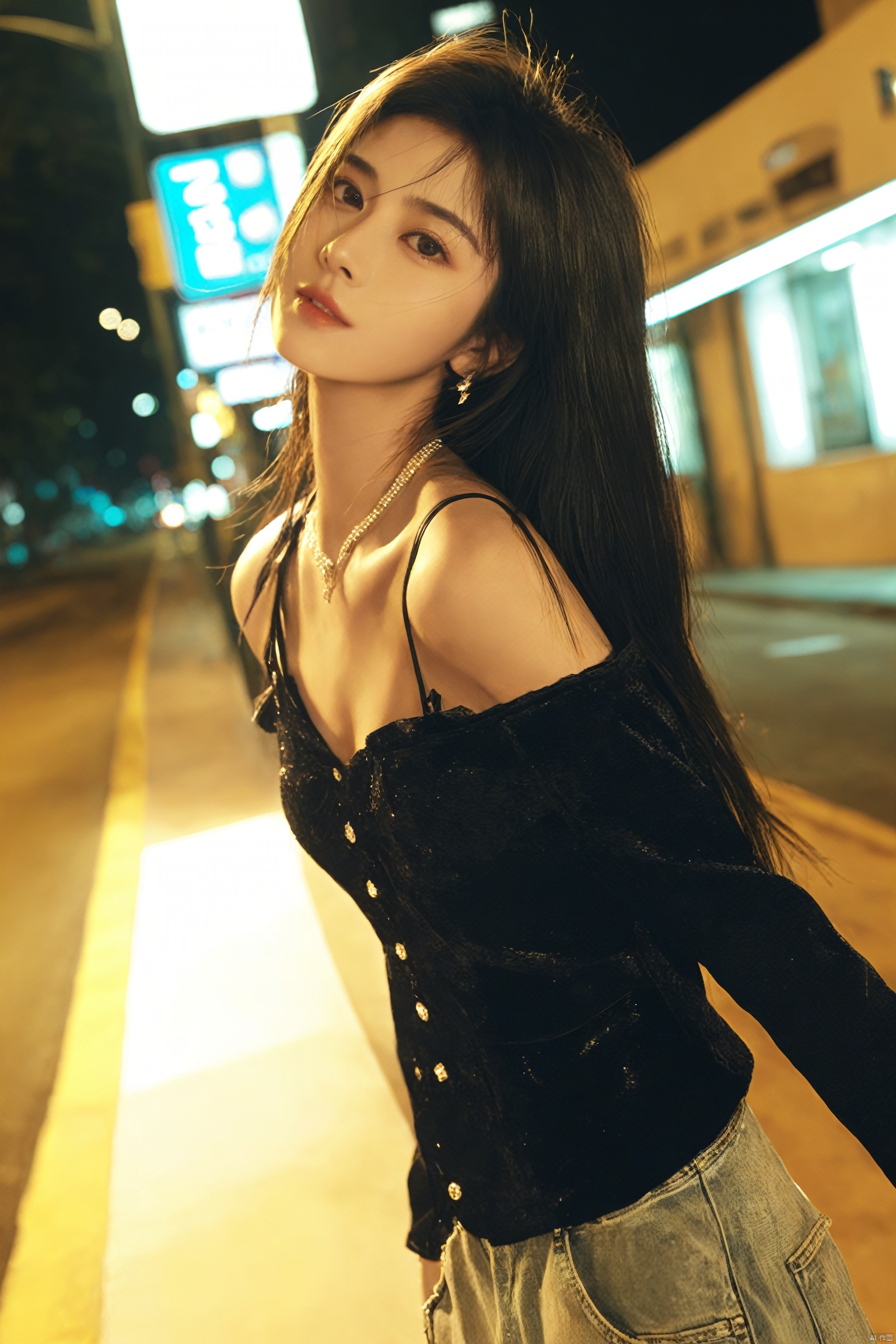  ((masterpiece)),((best quality)),((high detial)),((realistic)), hubg_jsnh, hubggirl,night,1girl,