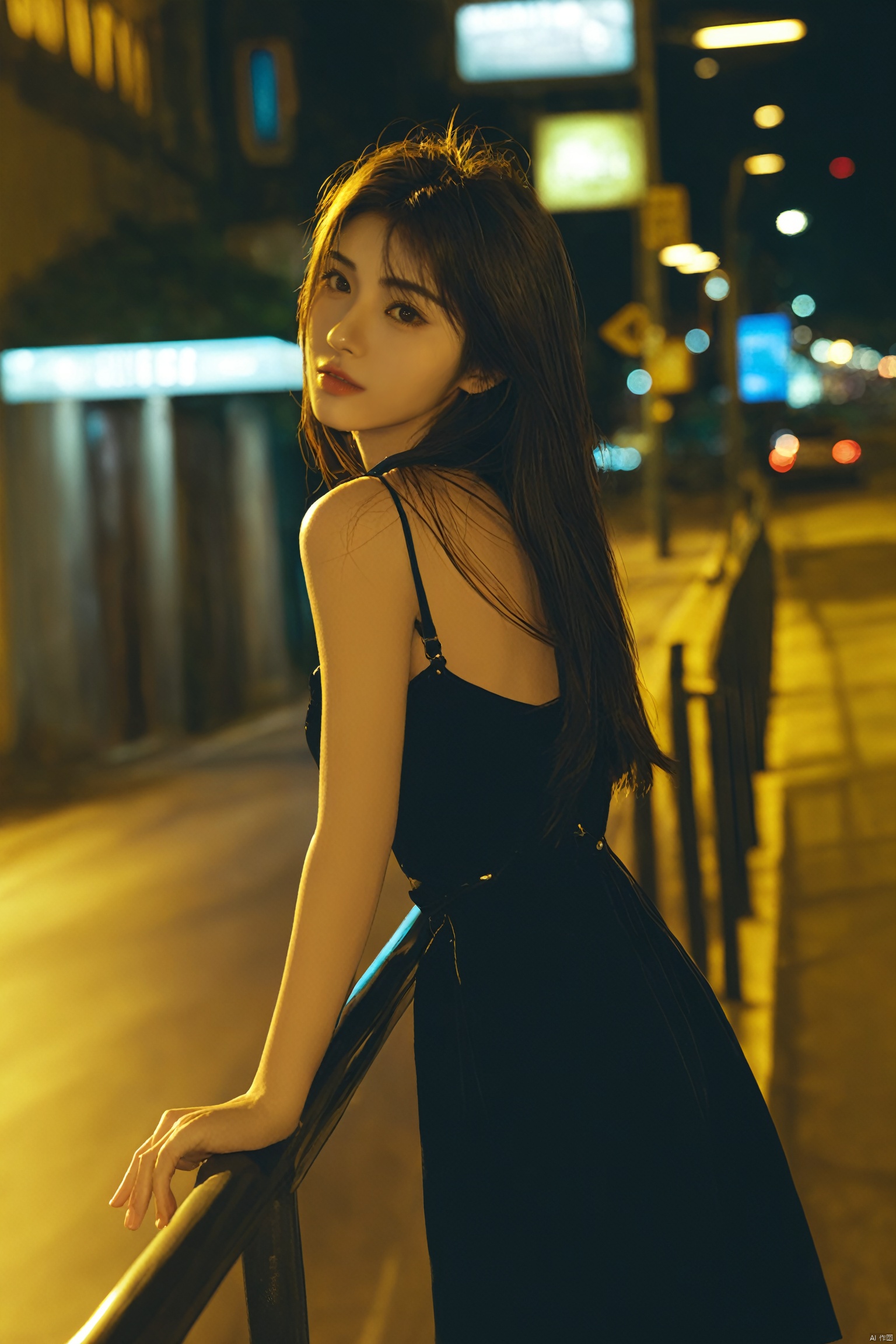  ((masterpiece)),((best quality)),((high detial)),((realistic)), depth of field, hubg_jsnh, hubggirl,night,1girl,