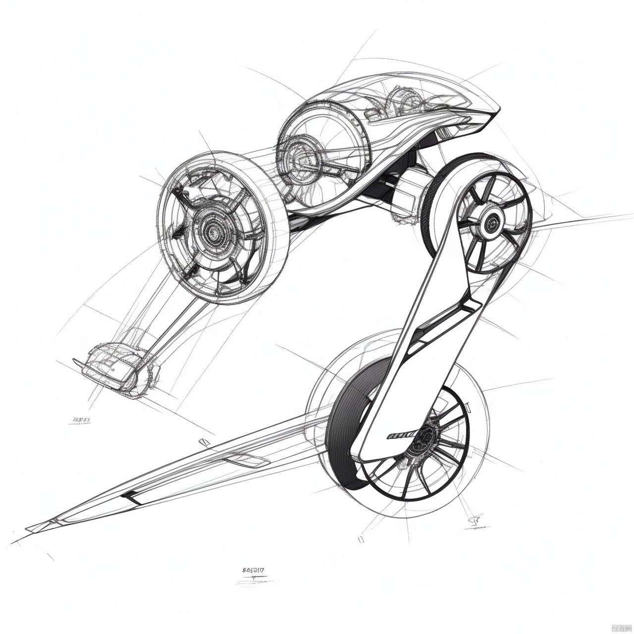 A robotic arm., syd_hardy,industrial design hand-drawn sketches, line drawings, pencil sketches.white background, Concept Car Design