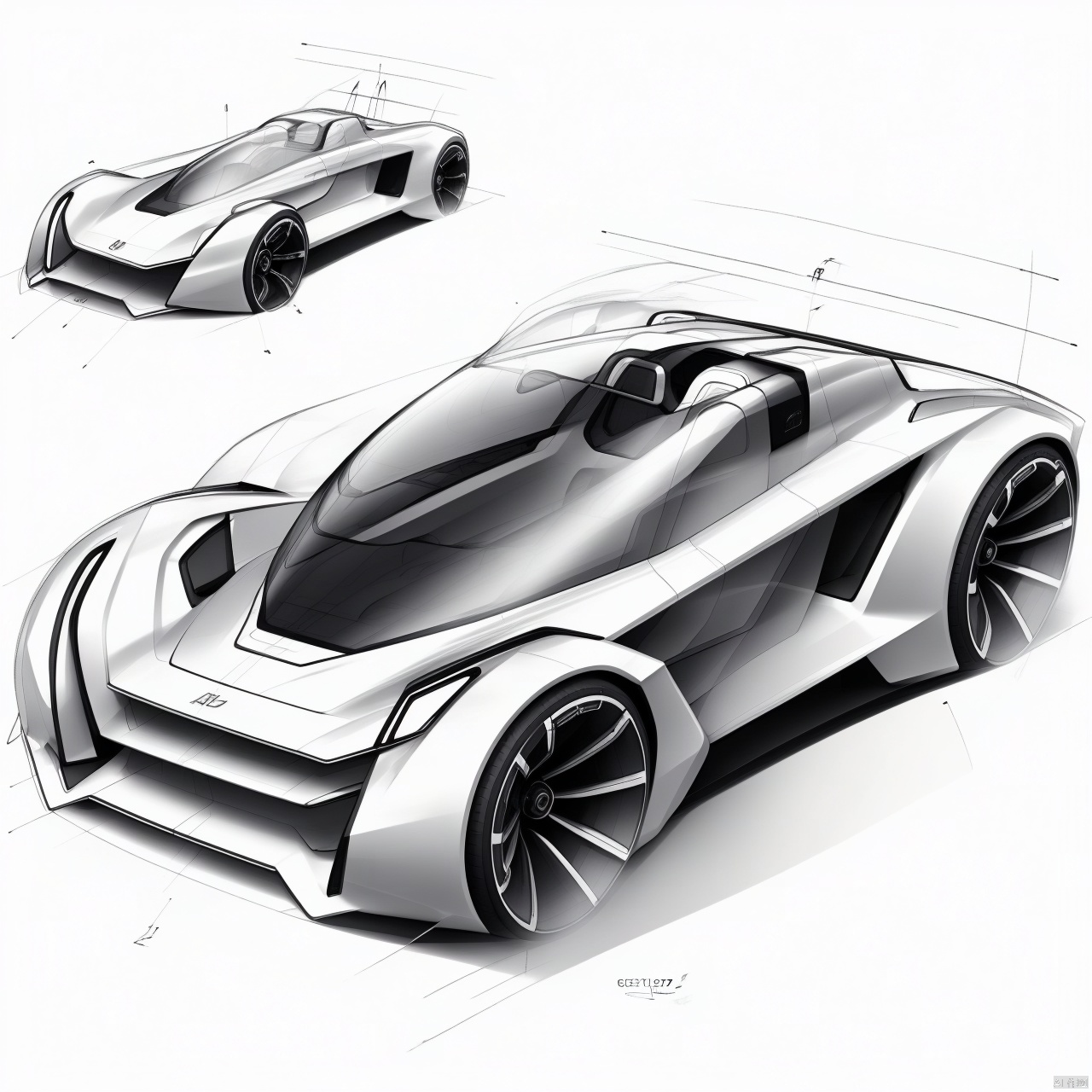  monochrome, greyscale, sketch, military, no humans, mecha, science fiction, aircraft, military vehicle, airplane, vehicle focus, jet, fighter jet, syd_hardy,industrial design hand-drawn sketches, line drawings, pencil sketches.white background, Concept Car Design