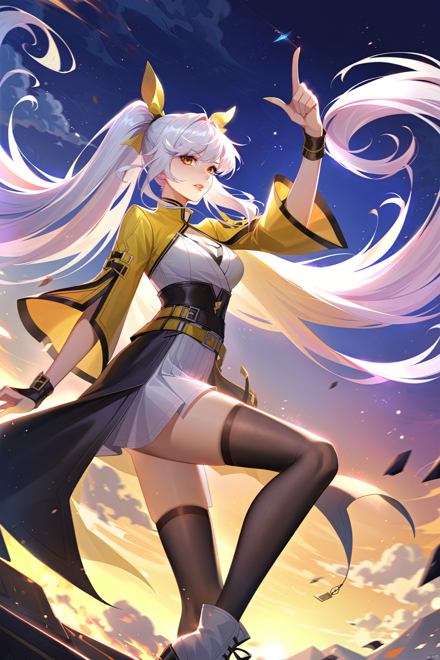 wzsunshangxiang_j,1girl, long_hair, thighhighs, white_hair
