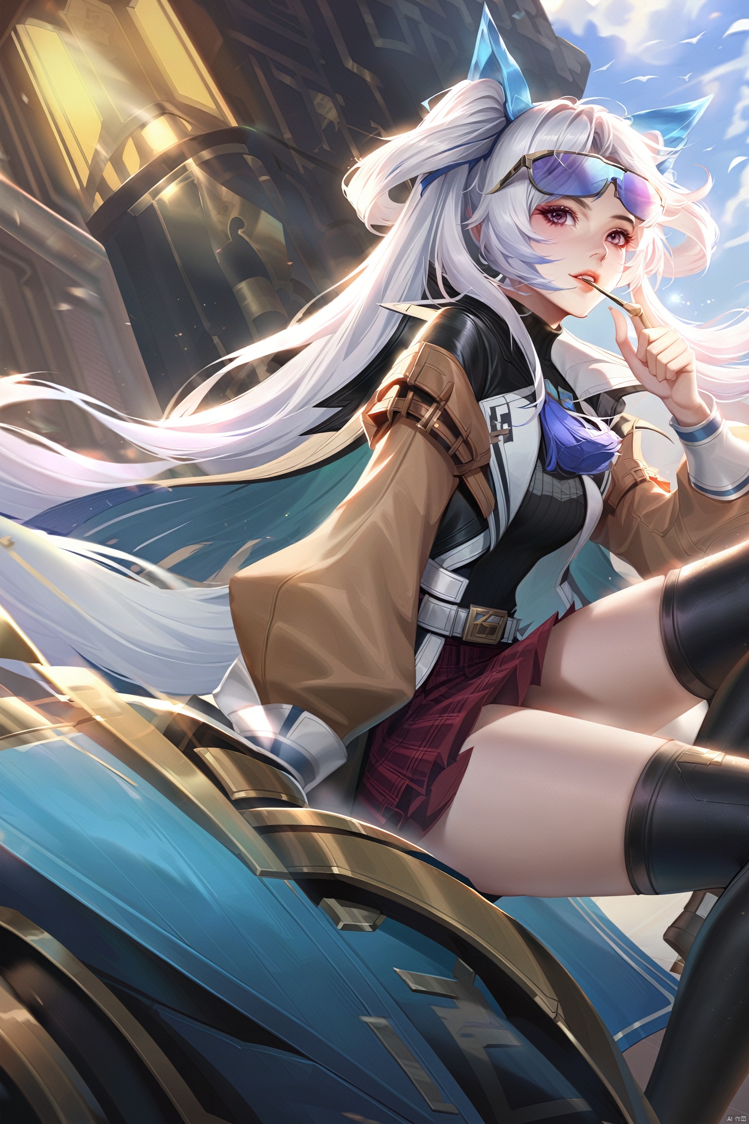 wzsunshangxiang_j,1girl, long_hair, thighhighs, white_hair