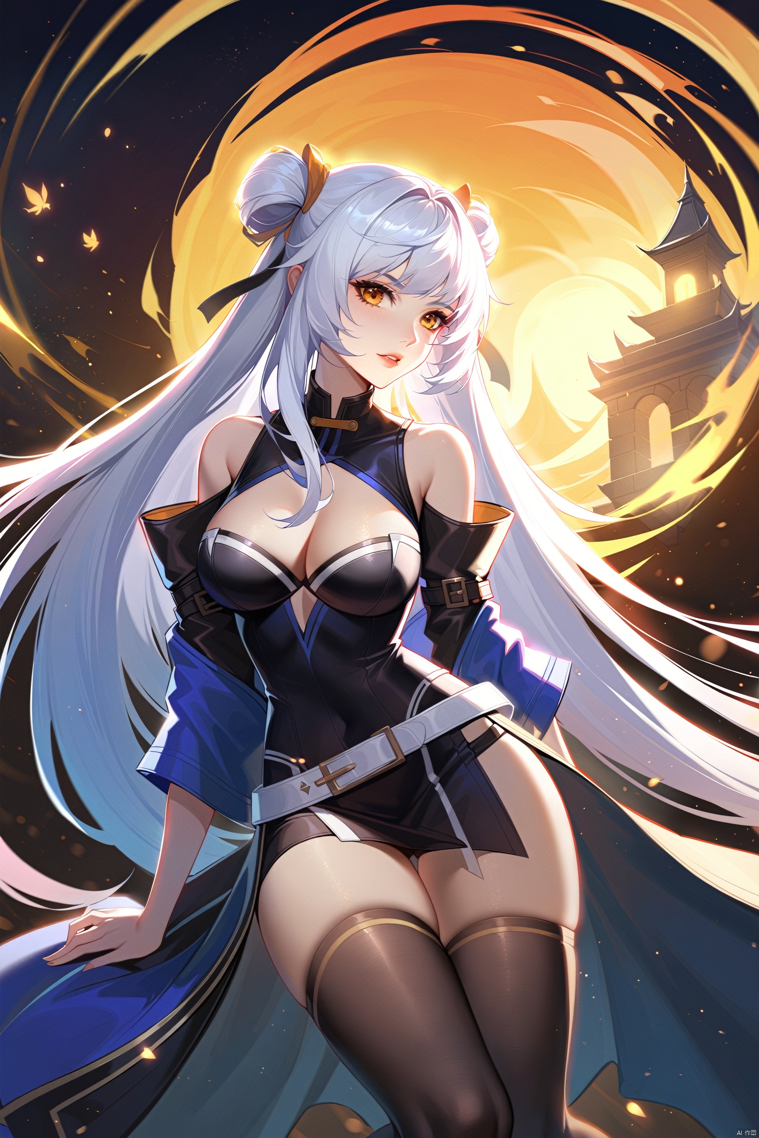 wzsunshangxiang_j,1girl, long_hair, thighhighs, white_hair