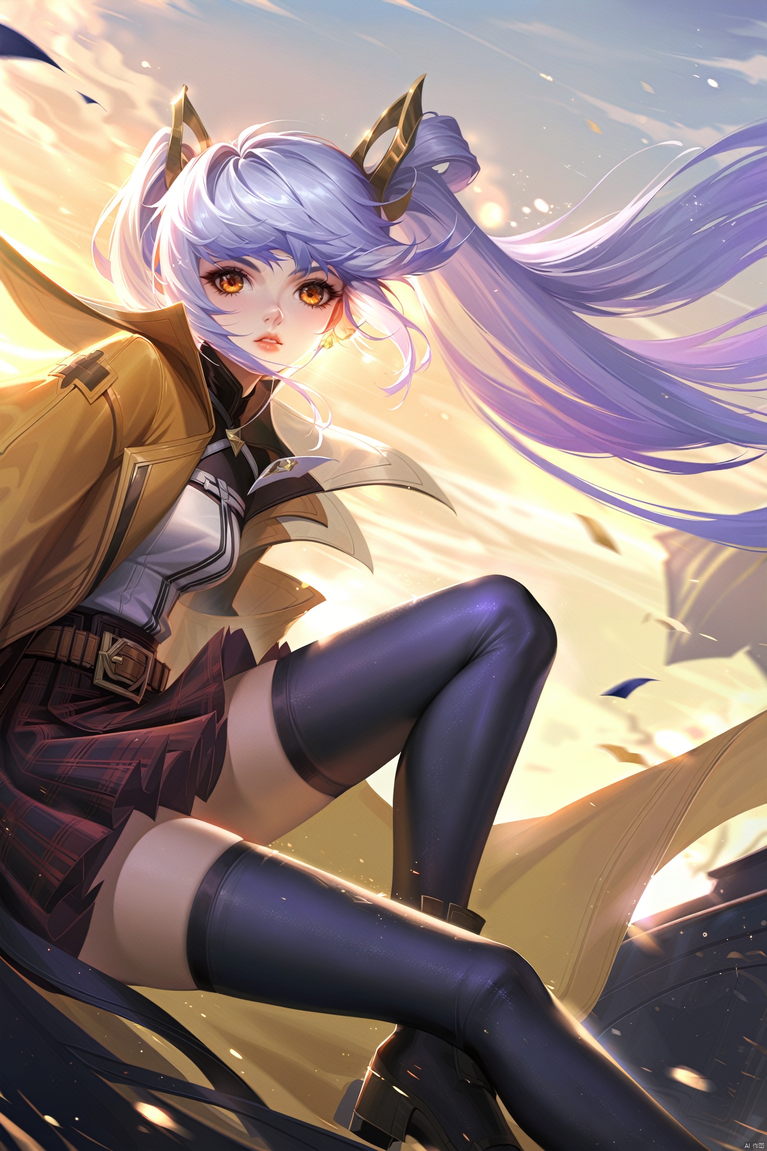wzsunshangxiang_j,1girl, long_hair, thighhighs, white_hair