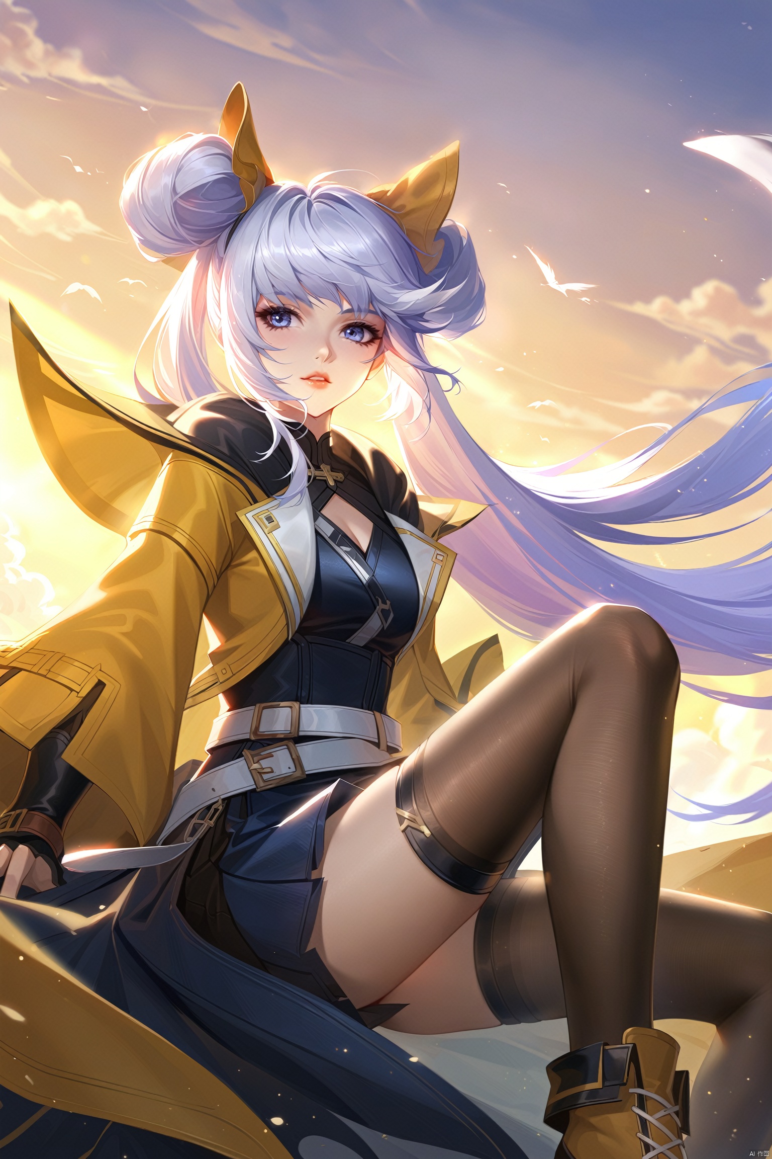 wzsunshangxiang_j,1girl, long_hair, thighhighs, white_hair