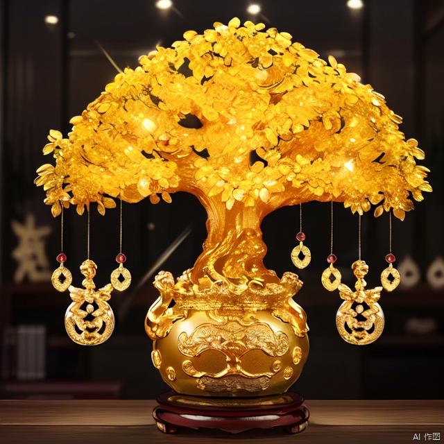 (masterpiece, best quality:1.2), crystal money tree（（（masterpiece）））, （（best quality））, （（intricate details））, （（Surreal））（8k）,金钱树,针织玩偶,果冻形成的猫