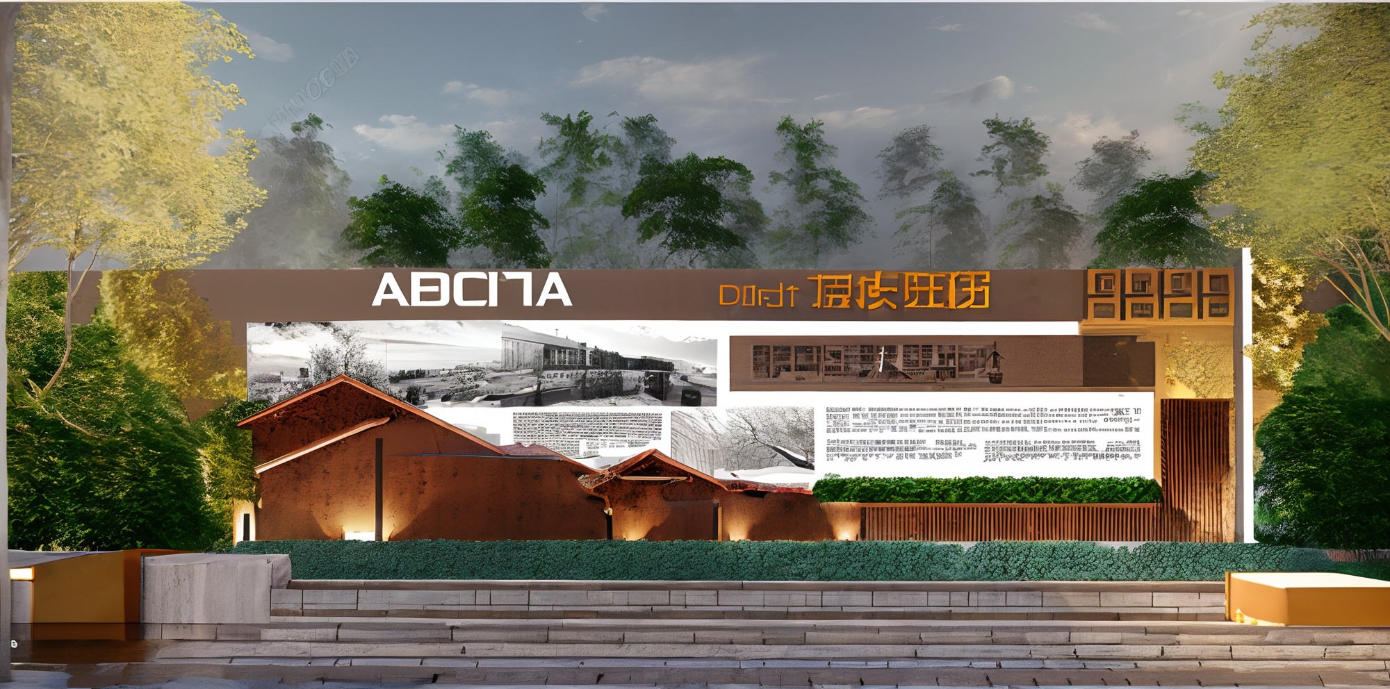 rural landscape wall,<lora:xiangcun 3:0.8>,cultural wall,propaganda of party building culture,
