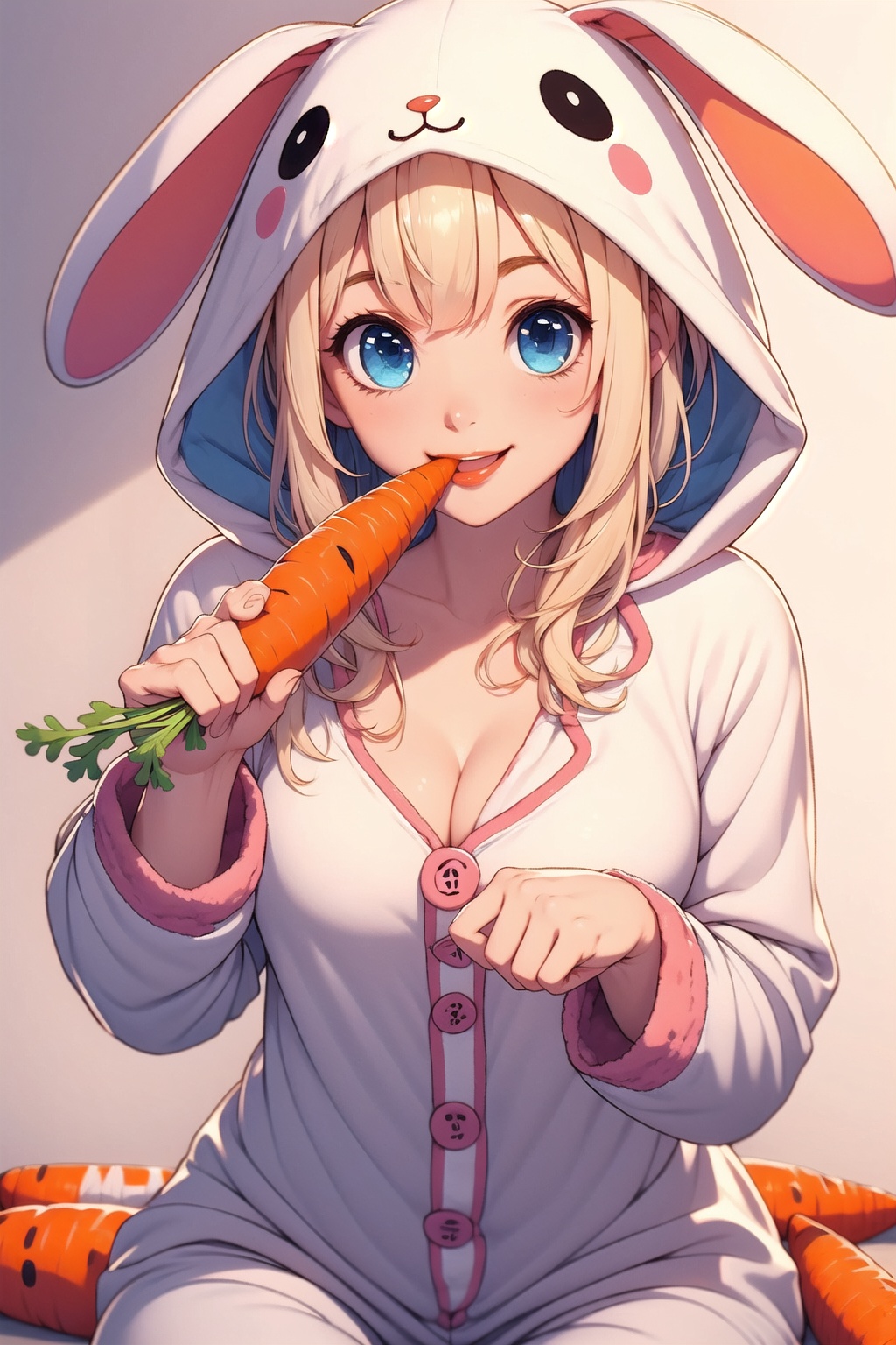 girl,  onesie pajama,  eating on Tensor.Art
