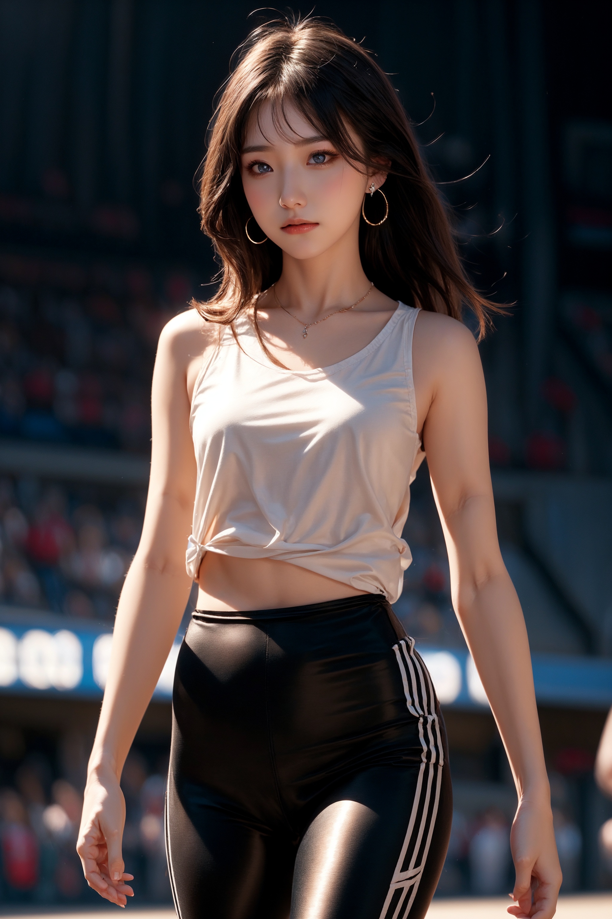 background is stadium,  18 yo,  1 girl on Tensor.Art