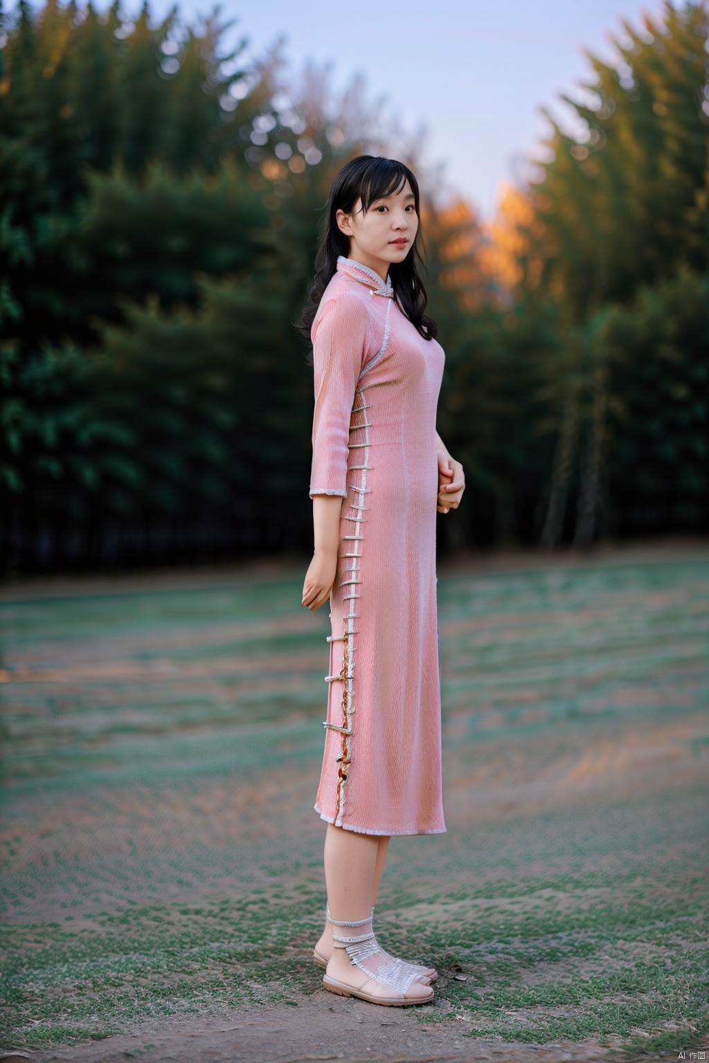 (1girl:1.3), (best quality, masterpiece, ultra high resolution),(photorealistic:1.3), (realistic:1.3), depth of field,(full body:1.2), (day:1.2), (cinematic lighting:1.2),, qipao