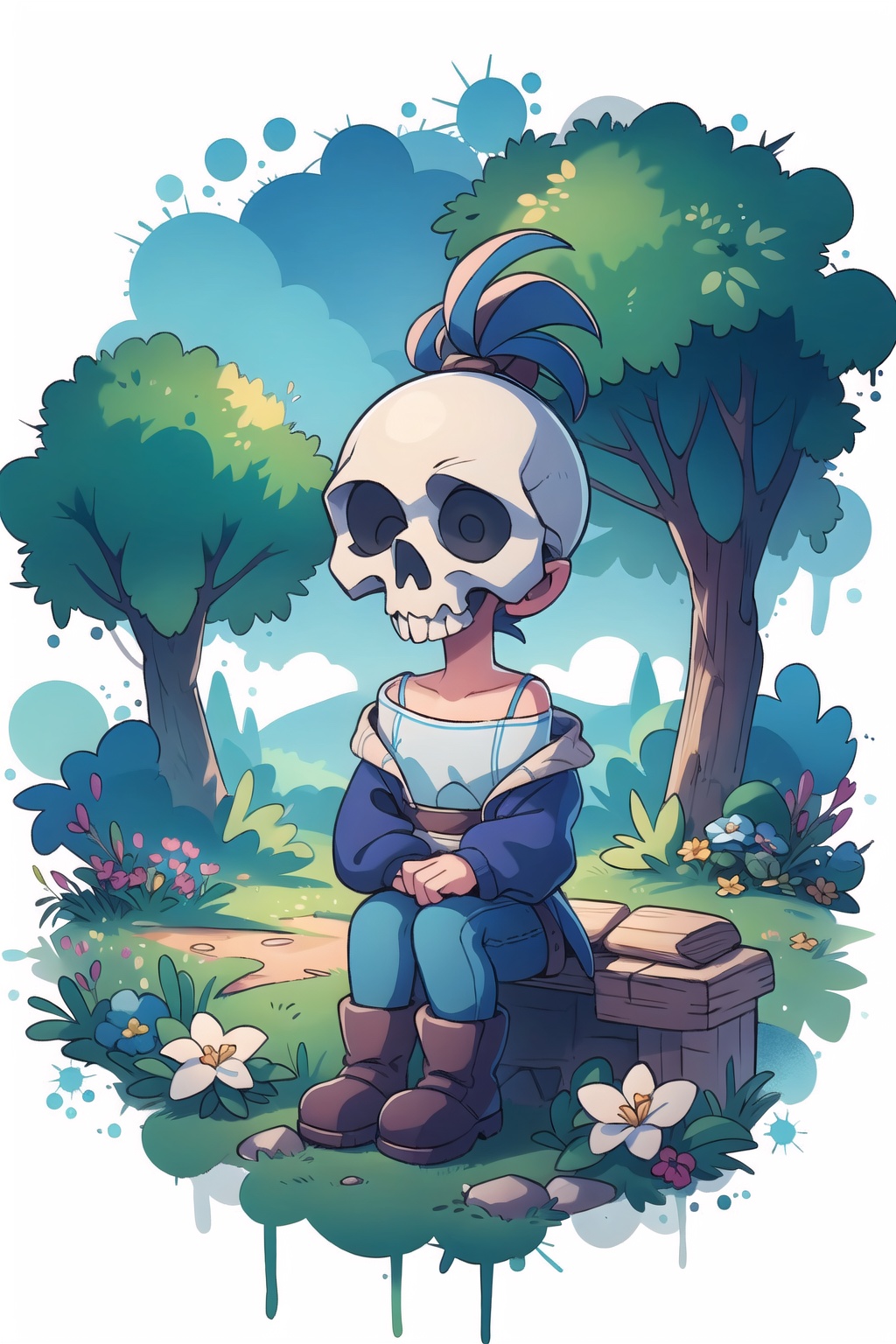 girl,  skull,  outdoors on Tensor.Art