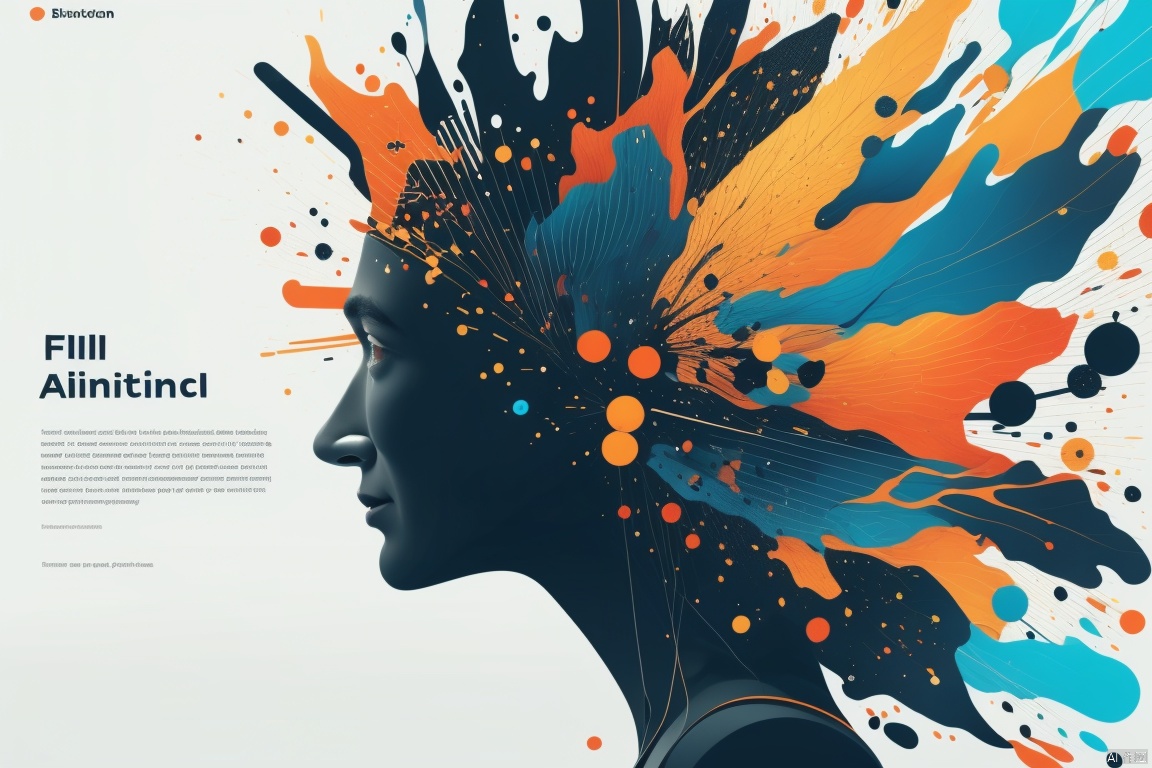 full face artificial intelligence theme, robot, Side view, Black Skin, (Blackface), Black, blue, orange, 1boy, white background, 