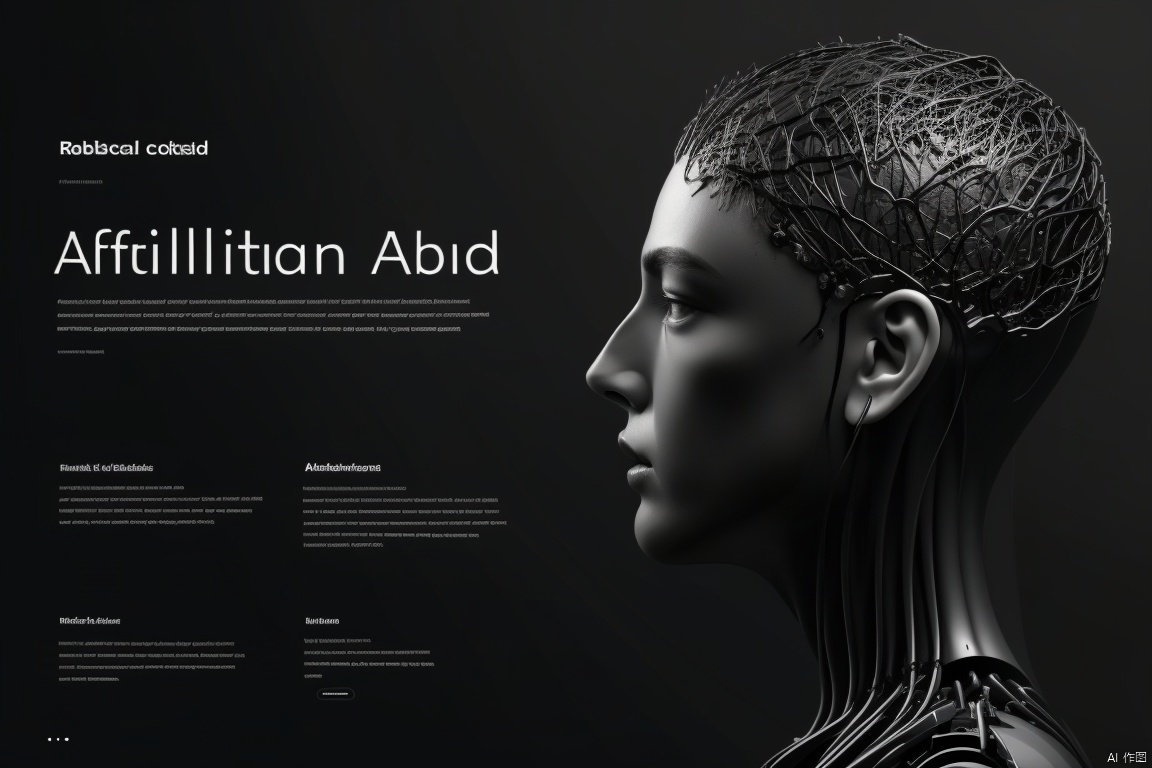 full face artificial intelligence theme, robot, Side view, Black Skin, (Blackface), Black,  1boy, (Black background), 