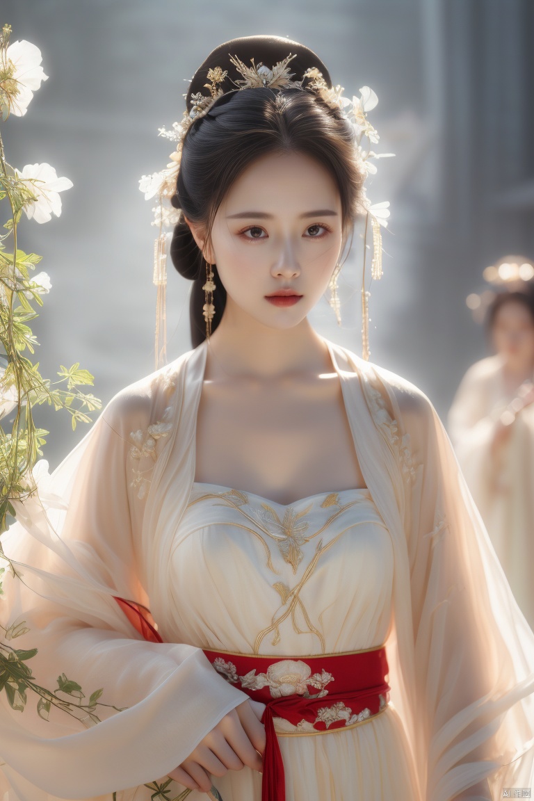 sharp focus,HDR,UHD,16K,extremedetaildescription,Professional,Vivid Colors,(big breasta:1.73),美女,杰作,大师作品,青春活力,完美面容,皮肤细腻,身材高挑,红唇水润,长发微卷,胸部挺拔,精致妆容,眼神采奕奕,二十岁左右,身材匀称,调皮动作,微微侧看镜头,精致首饰,动态光影,动态追踪,鲜花,真人照片,凹凸有致,完美的脸,长睫毛,优调皮的手势,中等胸部,精致的首饰,蓝宝石长耳环,红钻石项链,黑色过肩头发(微卷,一侧向后梳,蓬松至头旁一侧),穿花朵刺绣的旗袍,蕾丝花朵,腰束锦缎带,色彩丰富的背景,背景是色彩丰富的水墨山水画,层次感,最高分辨率,最高质量,做出妩媚动人的姿势,动态角度,动态姿势,真人照片风格,丰富多彩的构图,官方艺术,明晰的线条,
