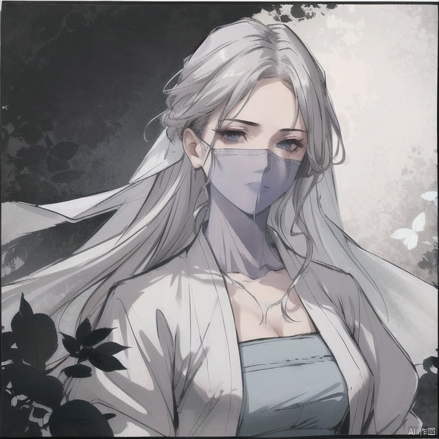solo, highly detailed, cinematic highlight hair, (best quality), ((masterpiece)),1girl, silver hair,simple_background, (white veil), long hair, blue eyes, portrait,ning,hanfu, ning,see-through
