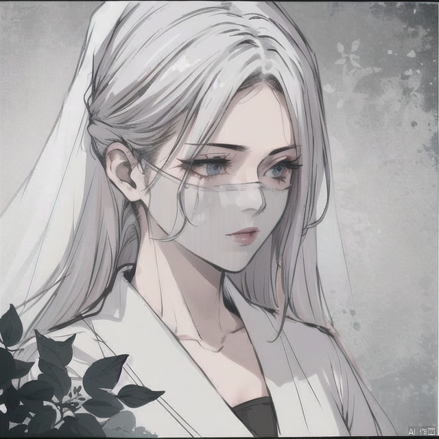 solo, highly detailed, cinematic highlight hair, (best quality), ((masterpiece)),1girl, silver hair,simple_background, (white veil), long hair, blue eyes, portrait,ning,hanfu, ning,see-through
