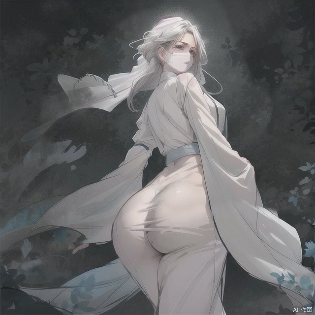 solo,  1girl,  silver hair on Tensor.Art