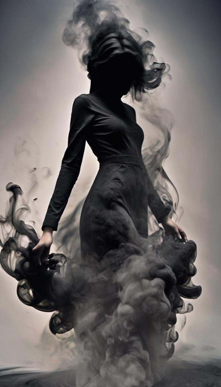 (a girl made of  black smoke),dynamic vision,<lora:xl-shanbailing-1126darkness黑暗:1>,bailing_darkness,black smoke,