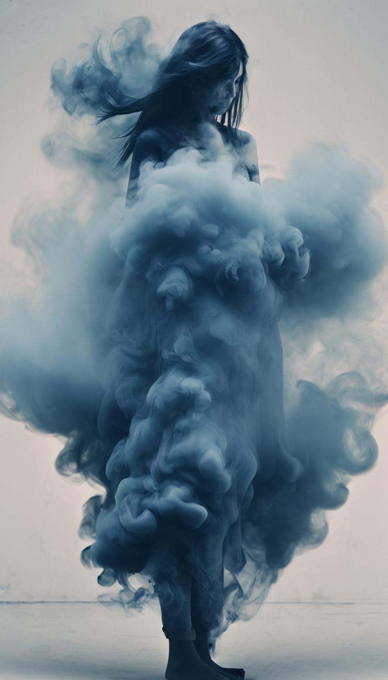 (a girl made of  blue smoke),dynamic vision,(levitation:0.9),<lora:xl-shanbailing-1126darkness黑暗:1>,bailing_darkness,