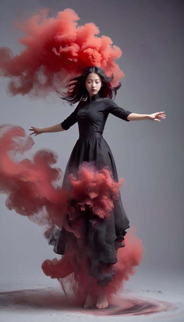 <lora:xl-shanbailing-1126darkness黑暗:0.8>,(a girl made of  red and black smoke),dynamic vision,levitation,
