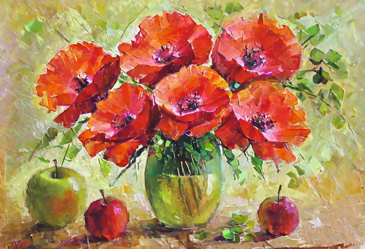 bouquet of poppies in apples by PirsusPro on Tensor.Art