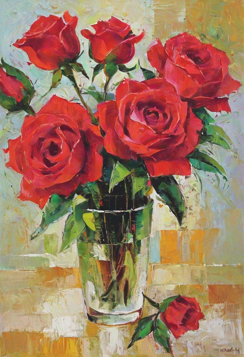 modern art,  still life with roses by PirsusPro on Tensor.Art