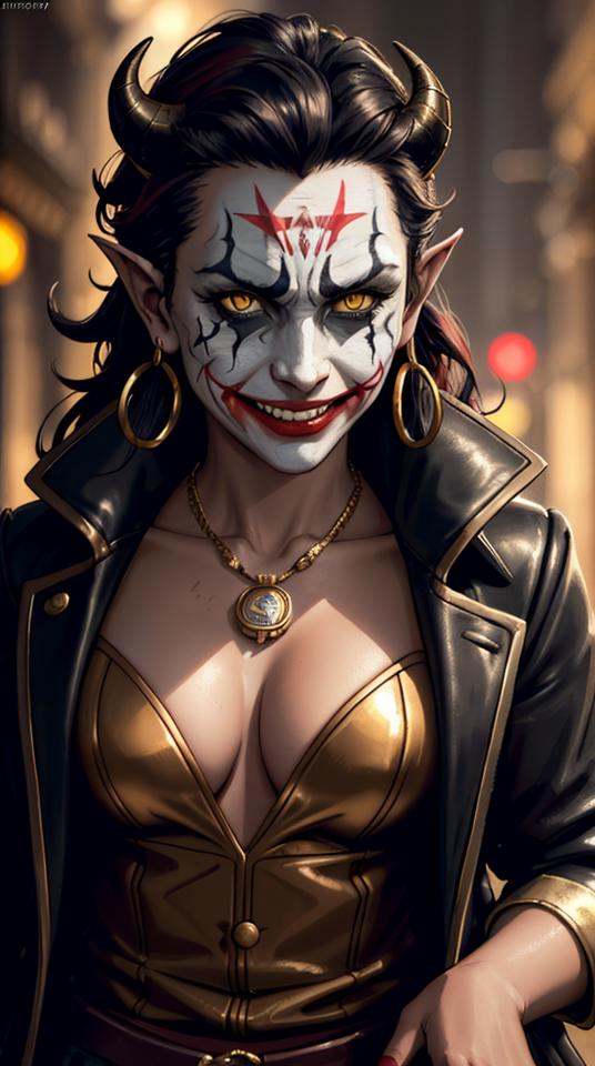 ((Closeup face focus)),  (Cinematic photo: 1. 3),  A Tiefling with long thin twisted horns on Tensor.Art