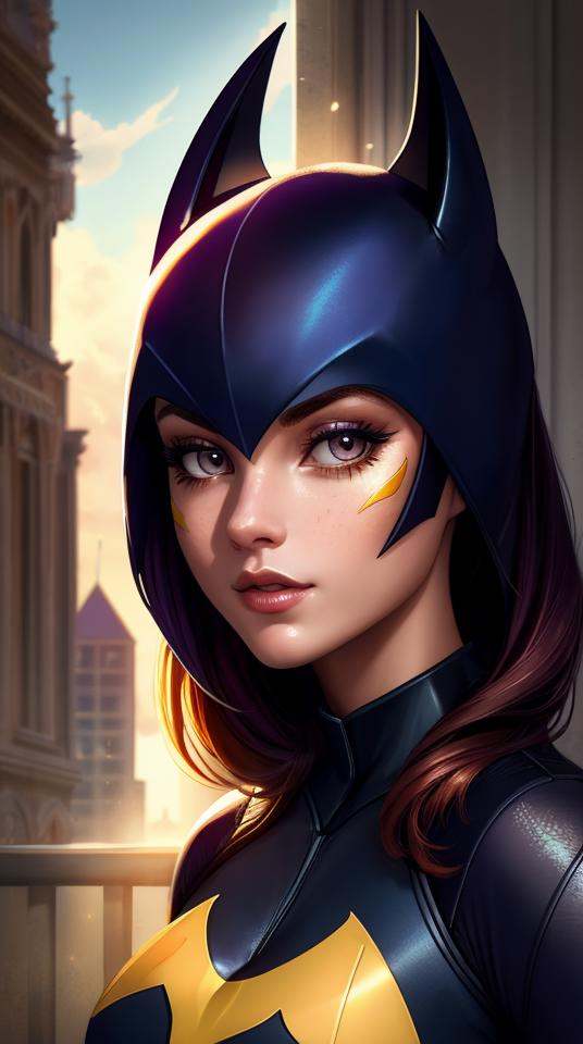 Closep photo portrait of Batgirl,  atmospheric scene,  masterpiece on Tensor.Art
