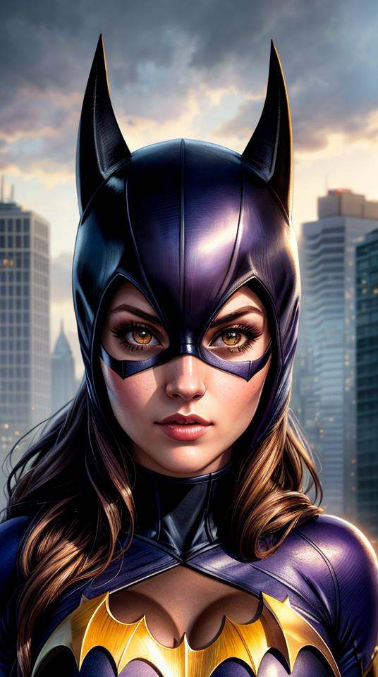 Closeup photo portrait of Batgirl,  atmospheric scene,  masterpiece on Tensor.Art