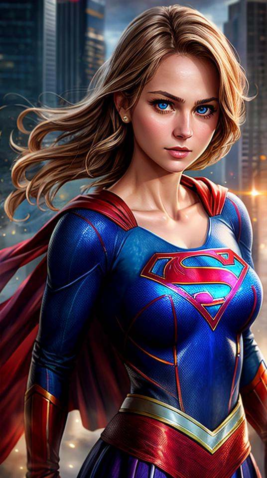 Closeup photo portrait of Supergirl,  atmospheric scene,  masterpiece on Tensor.Art