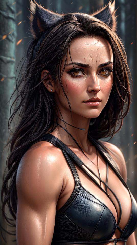 Closeup photo portrait of female Wolverine,  atmospheric scene,  masterpiece on Tensor.Art
