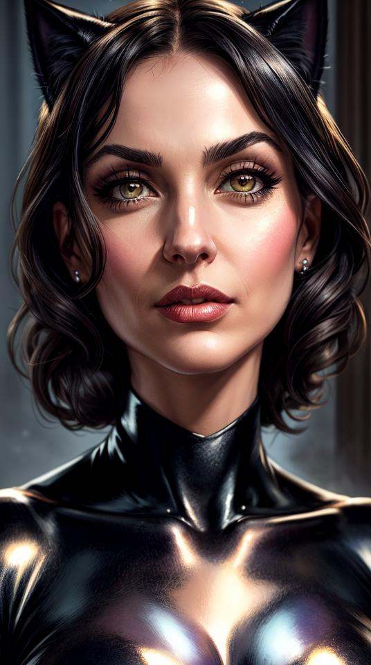 Closeup photo portrait of Catwoman,  atmospheric scene,  masterpiece on Tensor.Art